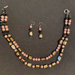 🍁Vintage stone statement necklace & earrings set🍁